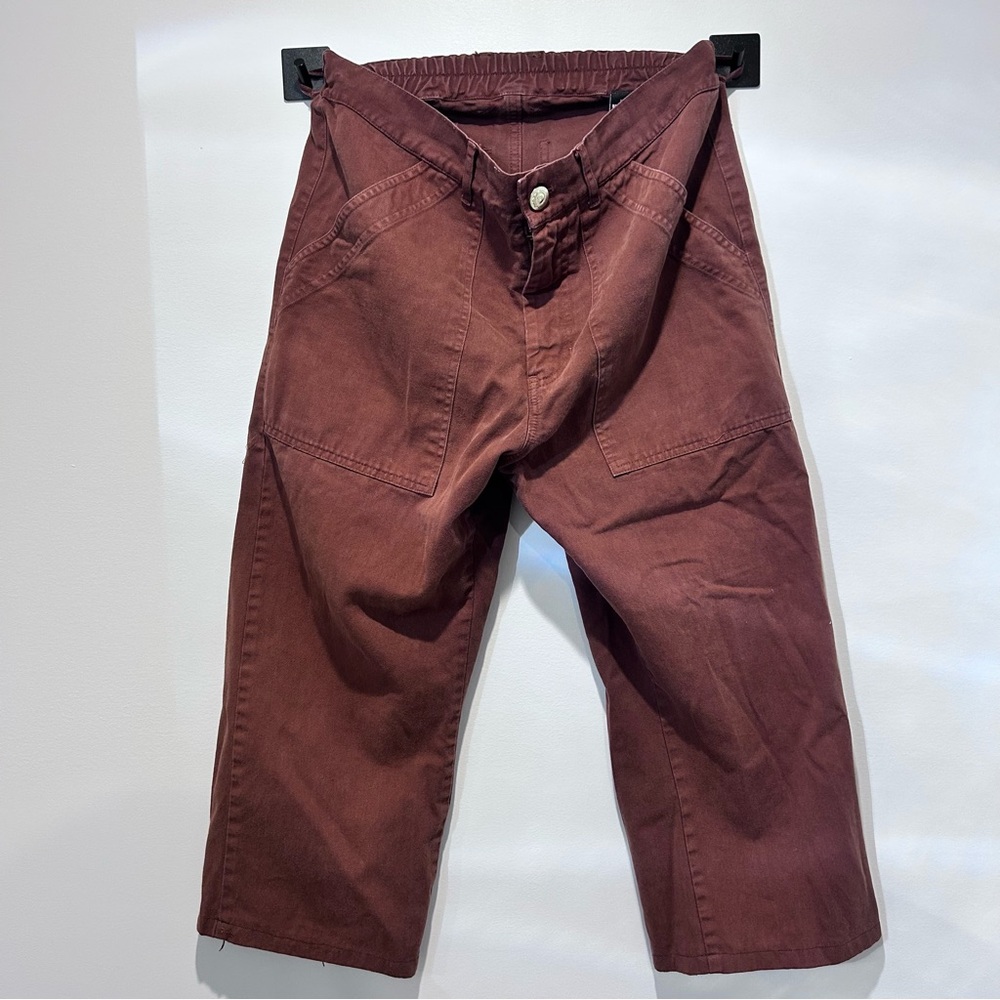 Big Bud Press Work Pants Brown 100% Cotton size S Wide Leg Cropped Made in LA